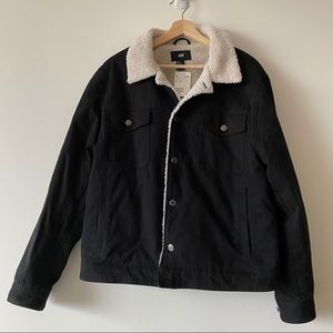 H&M Mens Black Jacket with Sherpa Lining